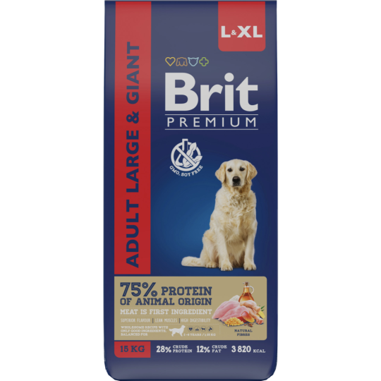 Корм для собак «Brit» Premium Dog Adult Large and Giant с курицей, 5050017, 15 кг