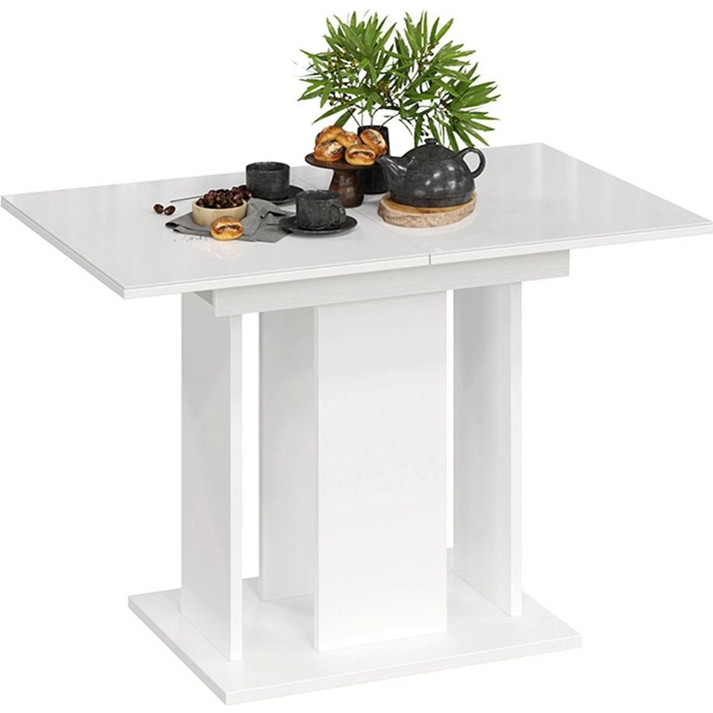 Обеденный стол «ТриЯ» Кёльн Тип 1, белый глянец/белый, 1100(1456)х678 мм