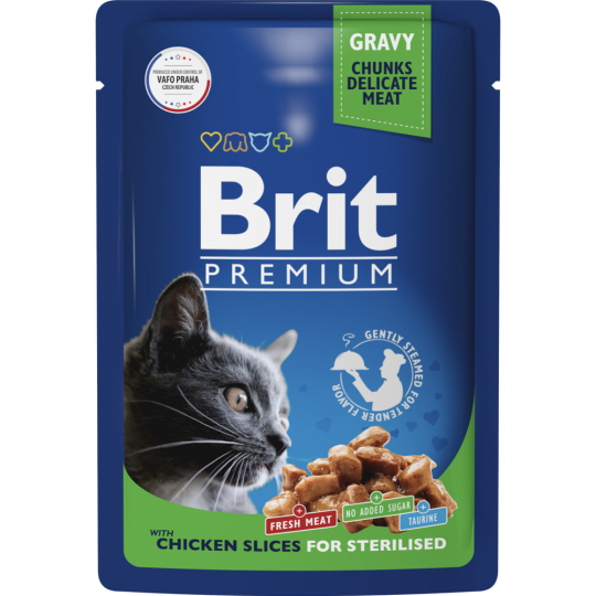 Корм для кошек «Brit» Premium Sterilised, 5048830, цыпленок в соусе, 85 г