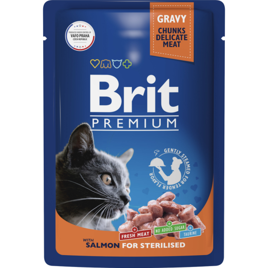 Корм для кошек «Brit» Premium Sterilised, 5048892, лосось в соусе, 85 г