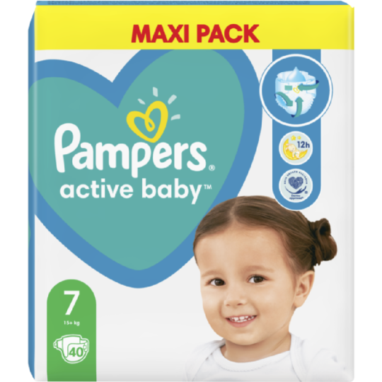 Подгузники детские «Pampers» Active Baby, Размер 7, 15+ кг, 40 шт