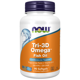 Омега-3 + Д3 Now Foods TRI-3D OMEGA, 90 капс.