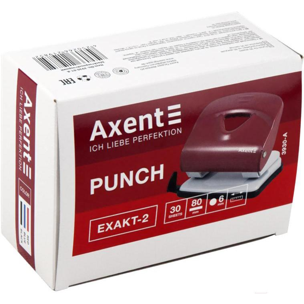 Дырокол «Axent» Exakt-2, красный, 3930-2