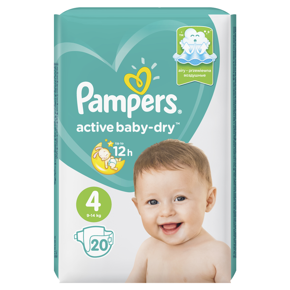 Подгузники детские «Pampers» Active Baby-Dry, размер 4, 9-14 кг, 20 шт