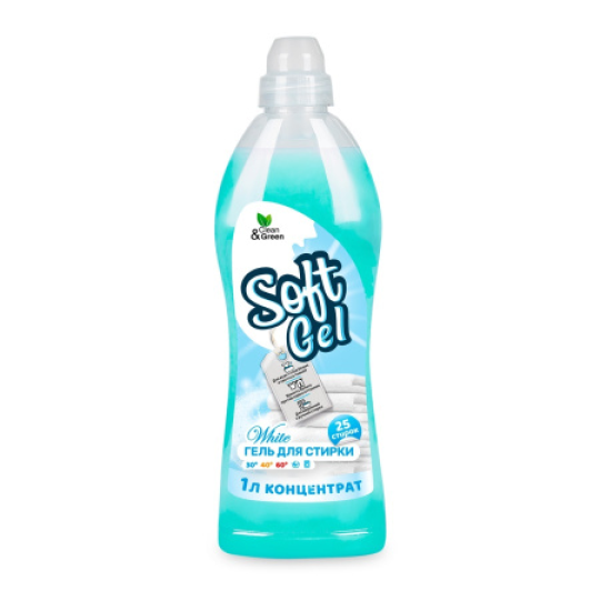 Гель для стирки "Soft Gel" для белых вещей (концентрат) 1000 мл. (ПЭТ) Clean&Green CG8297