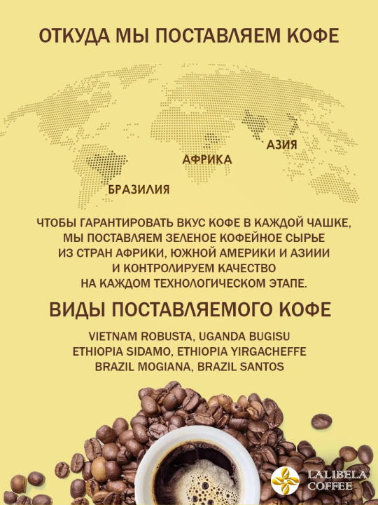 Кофе в зёрнах LALIBELA COFFEE ARABICA TROPIC AROMA 230гр