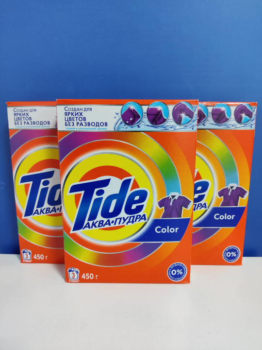 Стиральный порошок для белья для автоматических стиральных машин Tide Color Аквапудра 3 шт. х 450 г