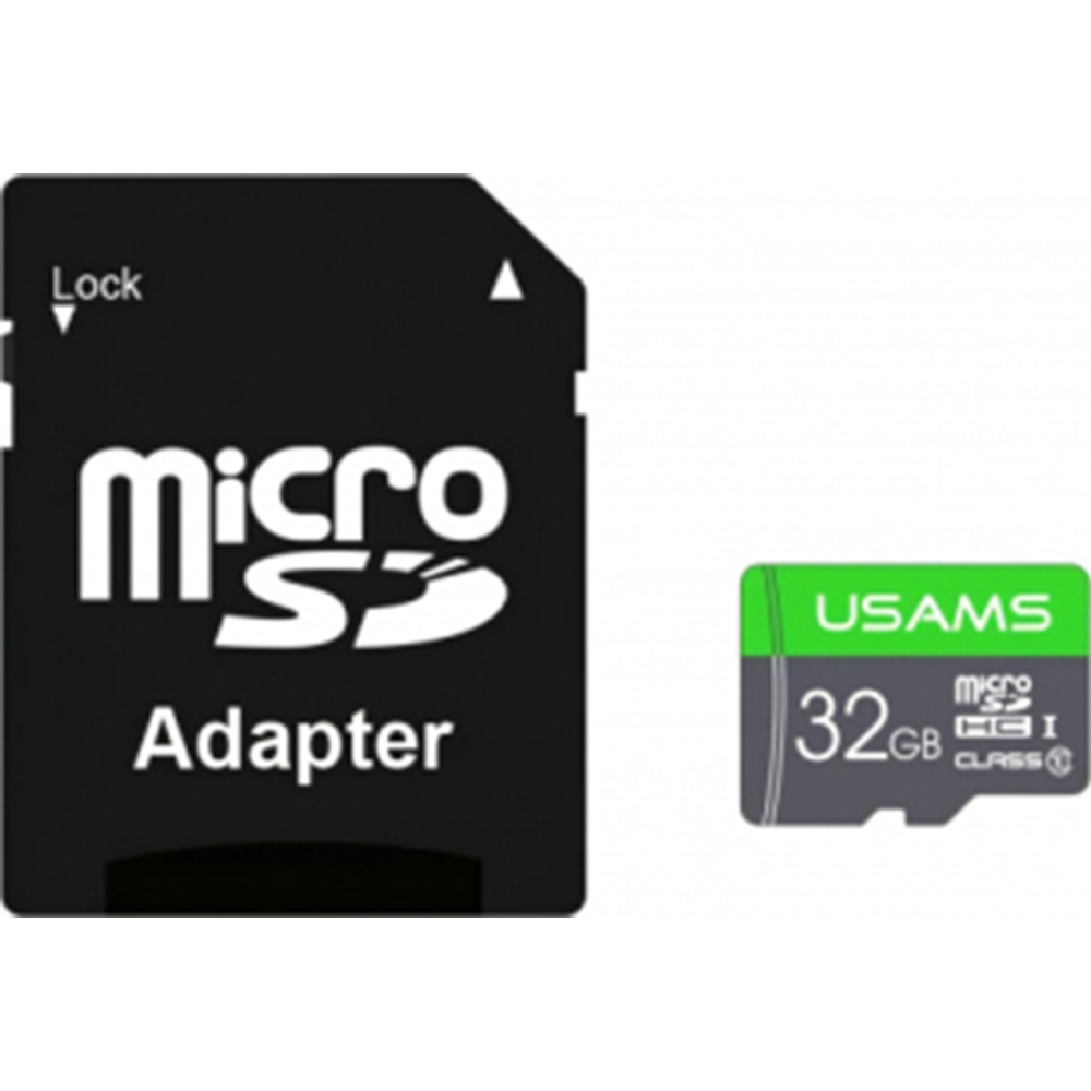 Карта памяти «Usams» MicroSDHC 32GB Class 10 + адаптер, ZB118TF01