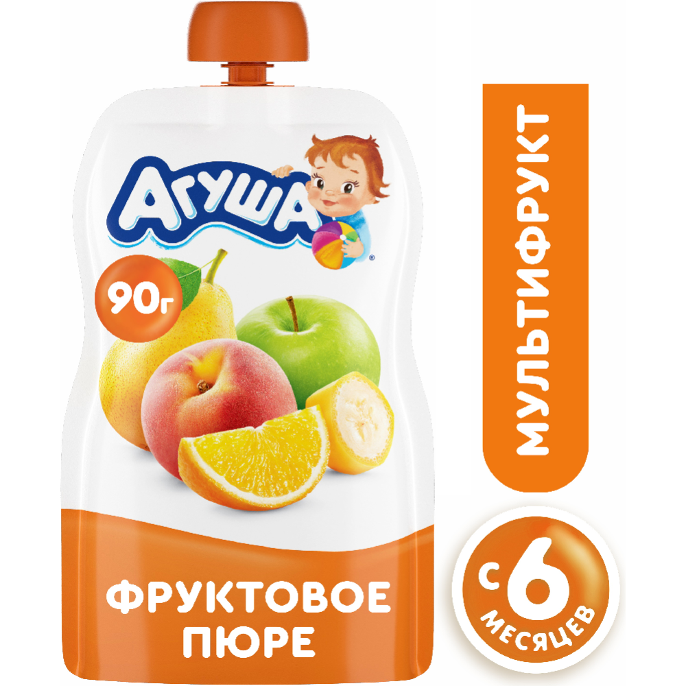 Пюре фрук­то­вое «А­гу­ша» муль­ти­фрукт, 90 г