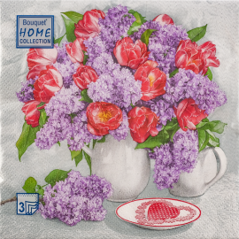 Салфетки декоративные «Bouquet» Натюрморт с цветами, 37911, 3 слоя, 33 см, 20 шт