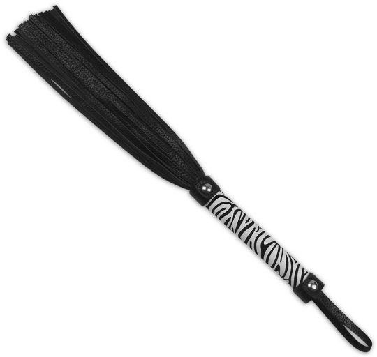 Компактная черно-белая плеть с тигровым принтом на рукояти 39 см