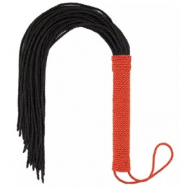 Мягкая черная плеть с красной рукоятью 48 см