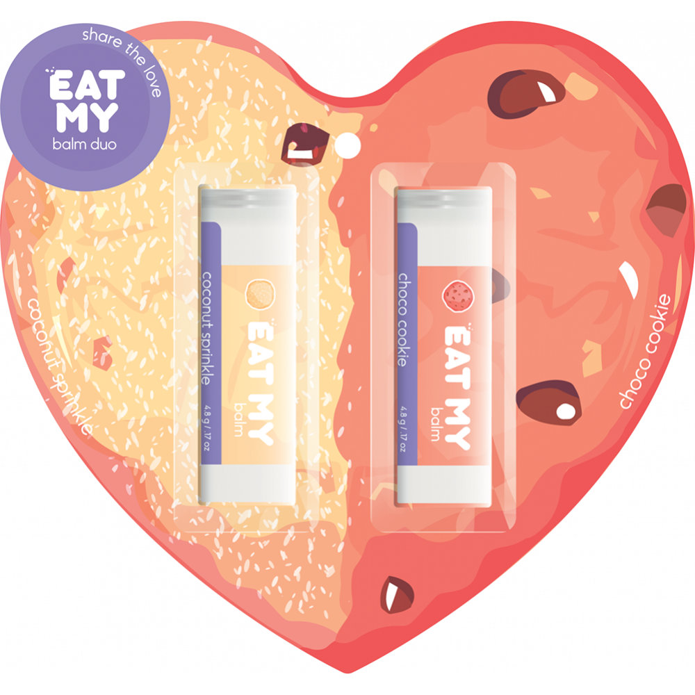 Набор бальзамов для губ «Eat my» Поделись любовью: шоколад+кокос, 2 шт