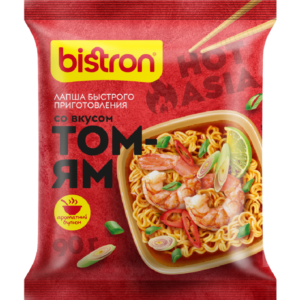 Лапша быст­ро­го при­го­тов­ле­ния «Bistron» Том ям, 90 г #0