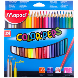 Карандаши цветные Maped "Color Peps", 24цв., трехгран., заточен., картон, европодвес Артикул 183224