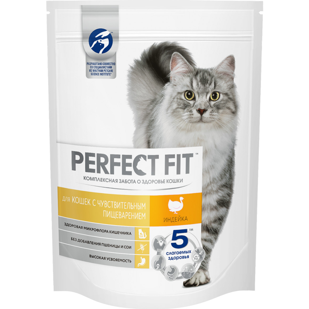 Корм для кошек «Perfect Fit» для взрослых кошек с индейкой, сухой, 190 г