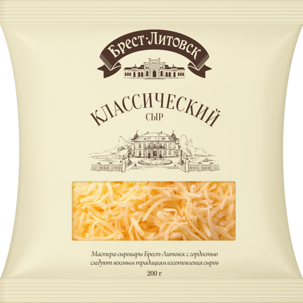 Сыр полутвердый «Брест-Литовск» Классический, тертый, 45%, 200 г #0