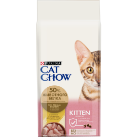 Корм для кошек «Cat Chow» Kitten With Chicken, полнорационный, 15 кг