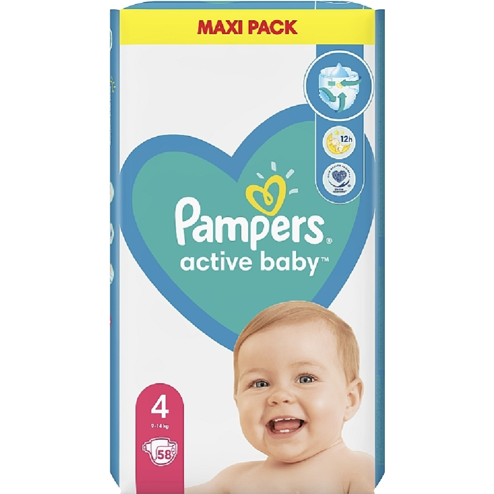 Подгузники детские «Pampers» Active Baby, Размер 4, 9-14 кг, 58 шт #0