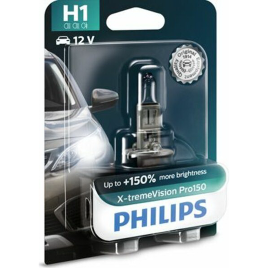 Лампа автомобильная «Philips» H1 X-treme Vision Pro150, 12258XVPB1