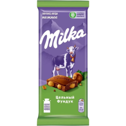 Шо­ко­лад мо­лоч­ный «Milka» с цель­ным фун­ду­ком, 80 г