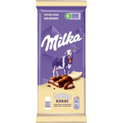 Шо­ко­лад мо­лоч­ный по­ри­стый «Milka» Bubbles, с ко­ко­со­вой на­чин­кой, 87 г