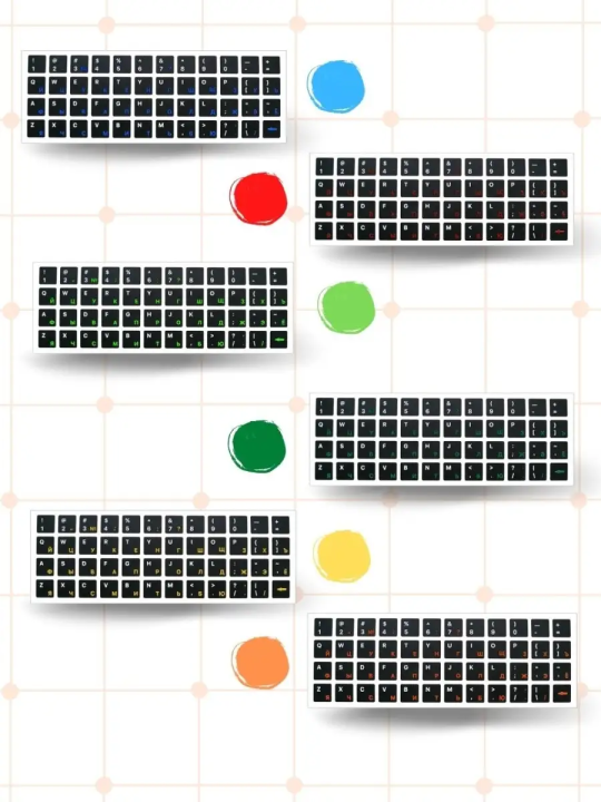 Наклейки на клавиатуру черные с красными символами
