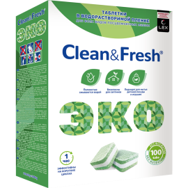 Таблетки для посудомоечной машины «Clean&Fresh» ECO, All in 1, 100 шт