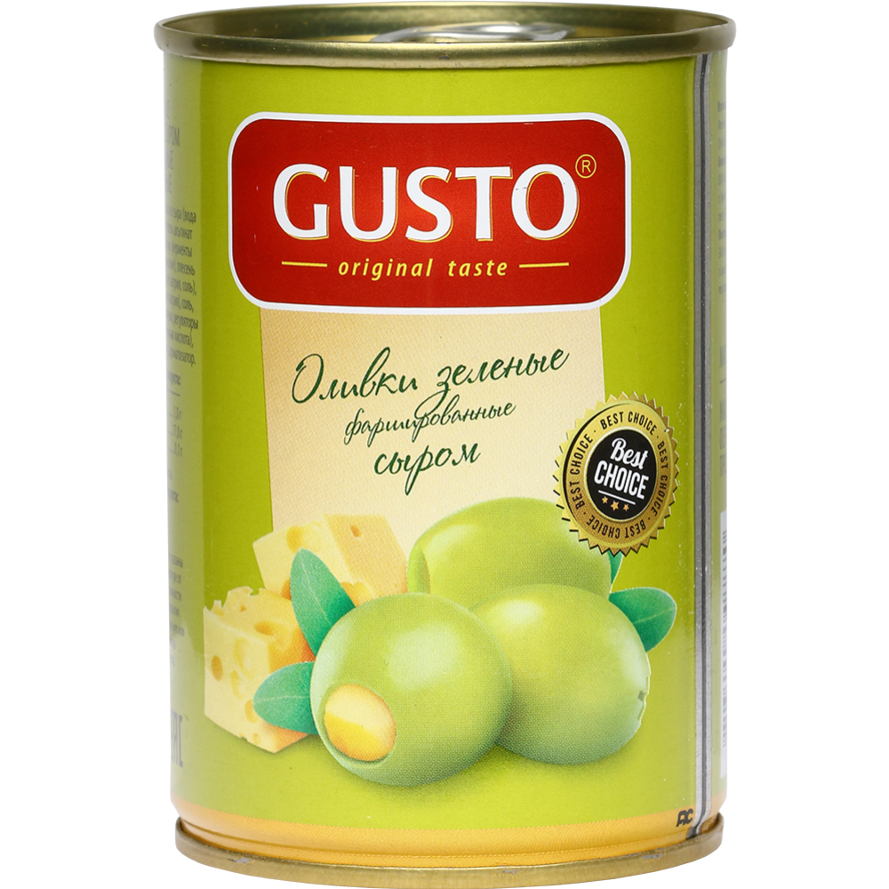 Оливки зеленые «Gusto» , фаршированные сыром, 280 г #0