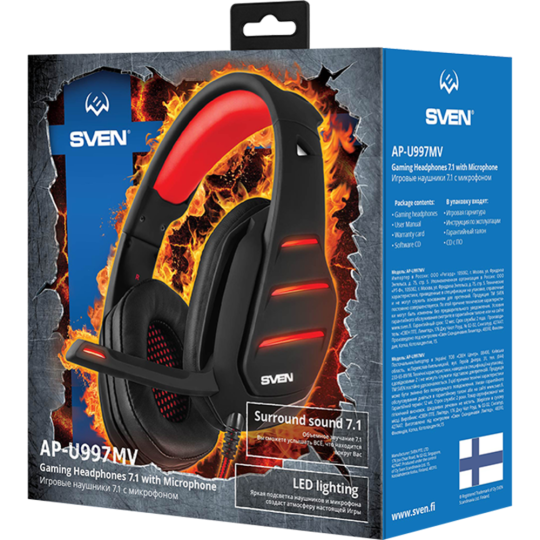 Наушники «Sven» AP-U997MV Black-Red