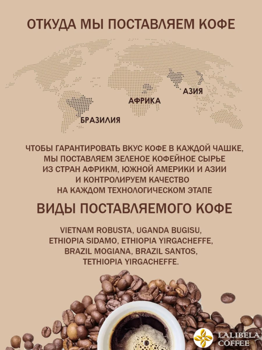 Кофе молотый по-восточному "LALIBELA COFFEE ARABICA" 400 г (4х100гр)-Лалибела