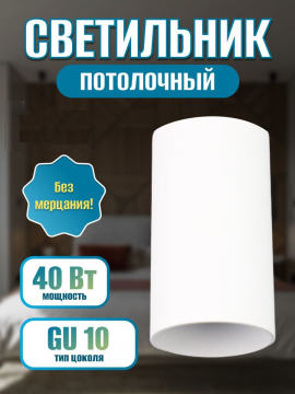 Светильник-спот потолочный накладной 40 Вт, GU10, 230 В, 50 Гц, IP20, "Ирис", белый, TDM SQ0356-0400