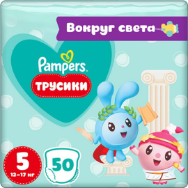 Подгузники-трусики детские «Pampers» Pants Малышарики, размер 5, 12-17 кг, 50 шт