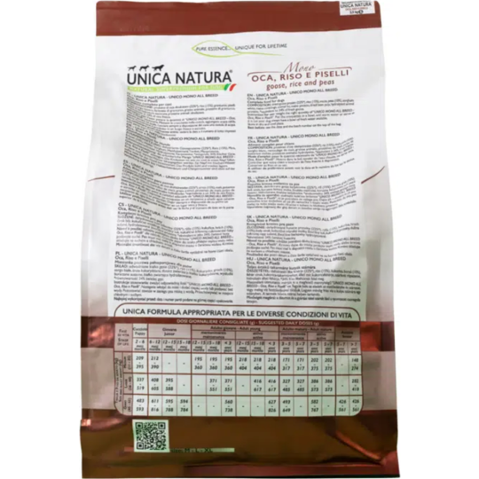 Корм для собак «Unica» Natura Mono, 3124, для собак средних и крупных пород, гусь, 2.5 кг