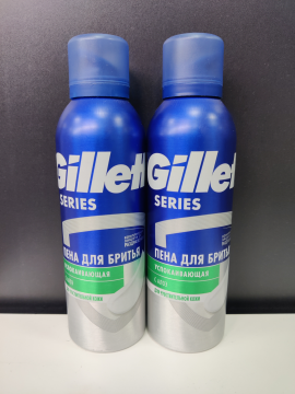 Пена для бритья Gillette Series Sensitive / Успокаивающая для чувствительной кожи с алоэ 2 шт. х 200 мл