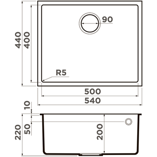 Кухонная мойка «Omoikiri» Bosen, 54-U-BL, 4993161