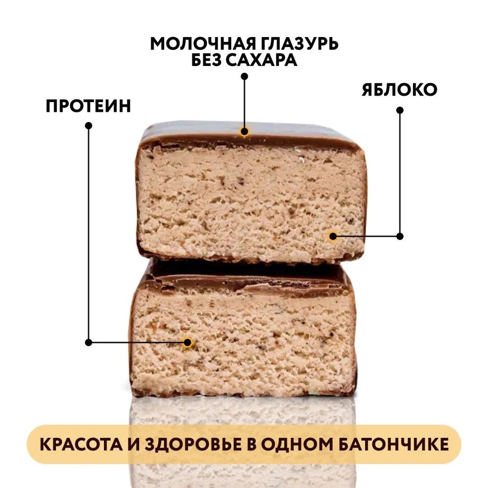 Протеиновые батончики без сахара в шоколаде "Яблочный пирог", FitnesShock, 12 шт