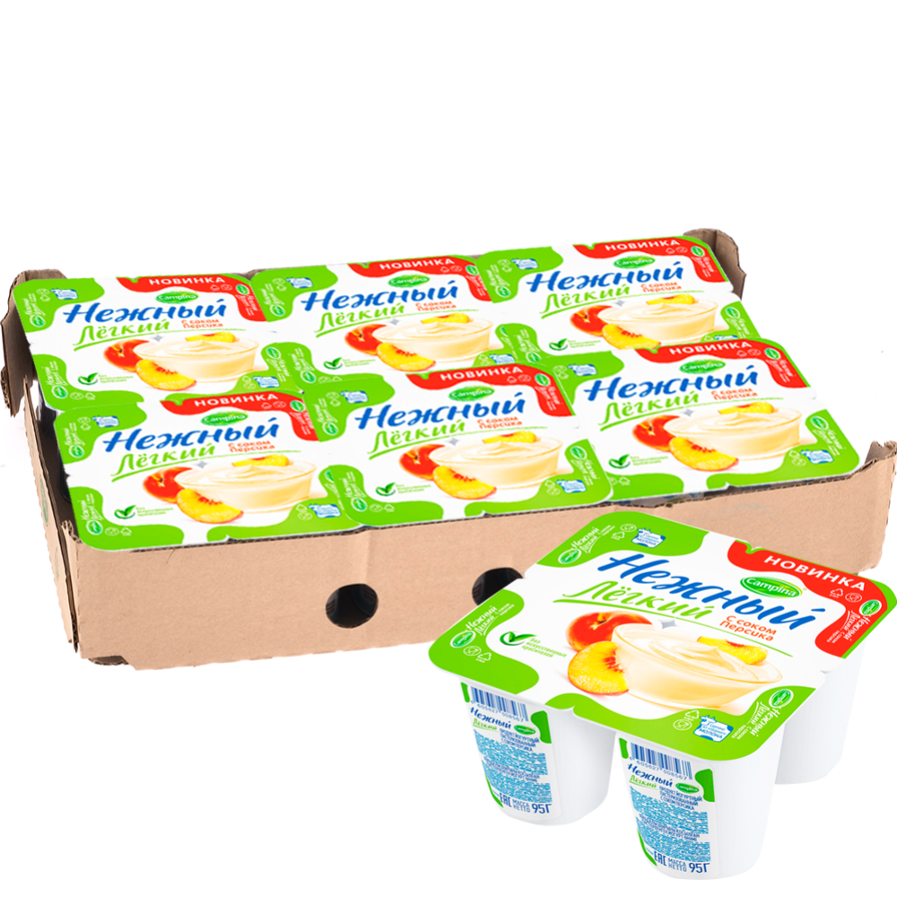 Уп. Йогуртный продукт «Нежный» с соком персика, 0.1%, 24х95 г