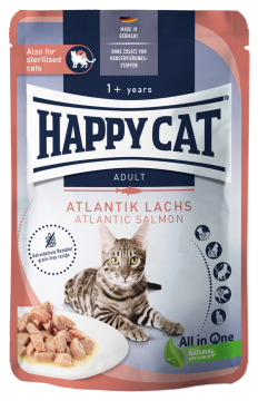 Влажный корм для кошек Happy Cat Culinary мясные кусочки в соусе с лососем (20 шт. х 85 гр)