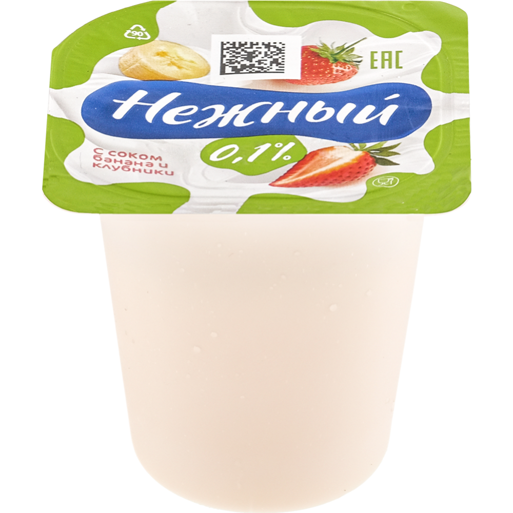 Уп. Йогуртный продукт «Нежный» с бананом и клубникой, 0.1%, 24х95 г