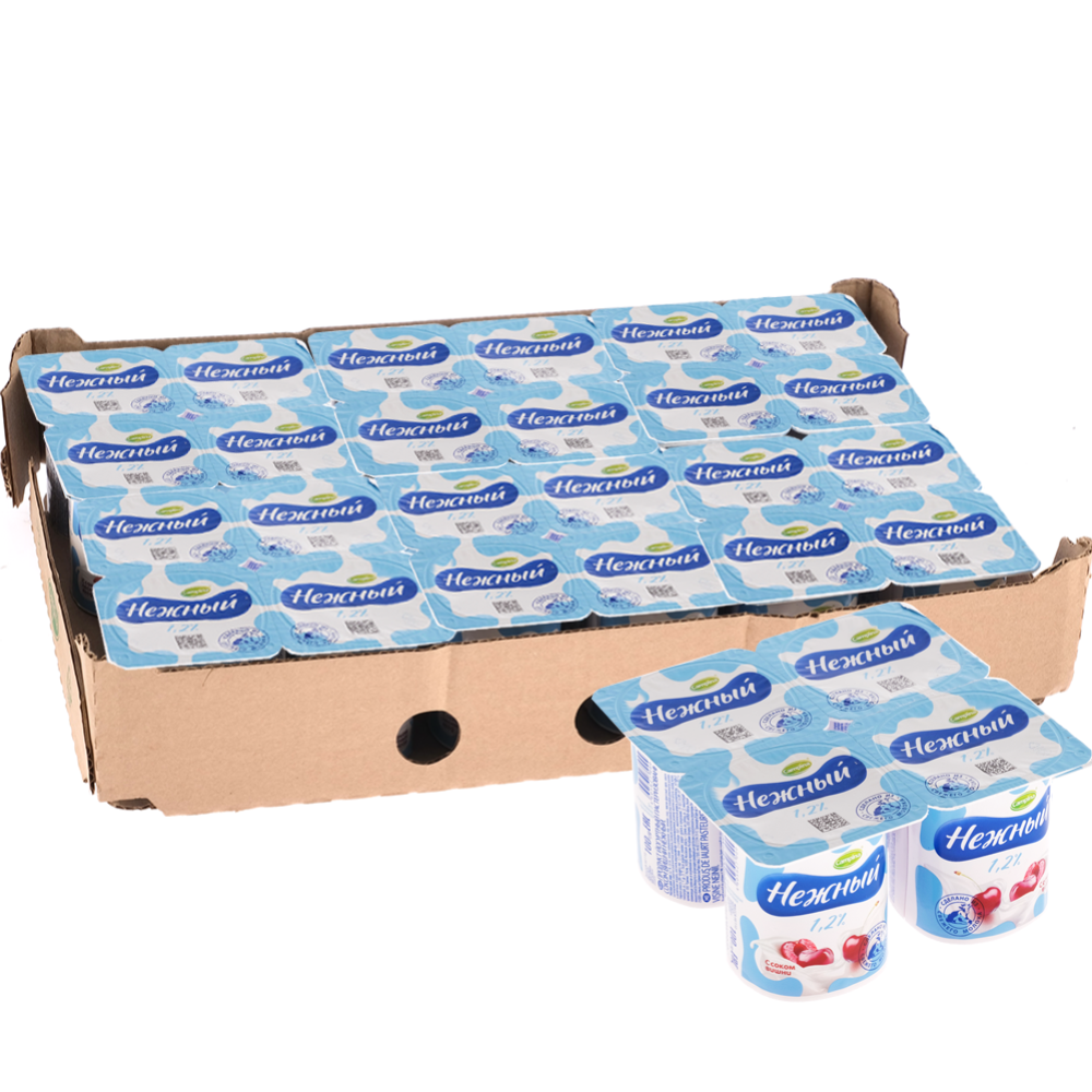 Уп.Йогуртный продукт «Нежный» с соком вишни, 1.2%, 24х100 г