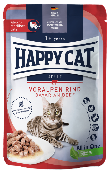 Влажный корм для кошек Happy Cat Culinary мясные кусочки в соусе с говядиной (20 шт. х 85 гр)