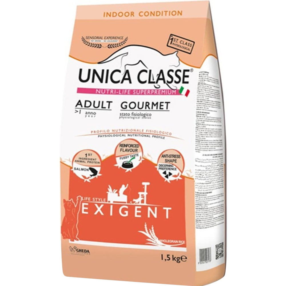 Корм для кошек «Unica» Alleva Classe Gourmet, 3725, для взрослых кошек, лосось, 10 кг