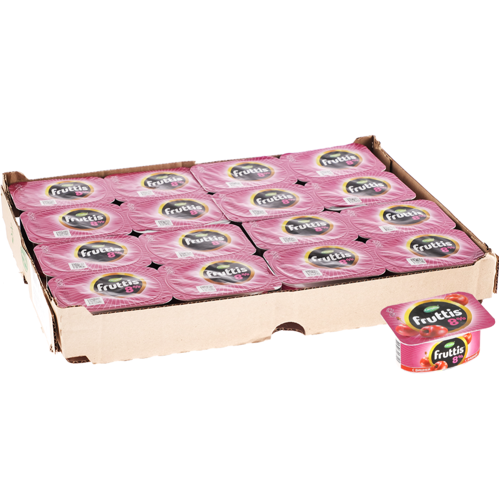 Уп. Йогуртный продукт «Fruttis» персик-маракуйя, вишня, 8%, 16x115 г