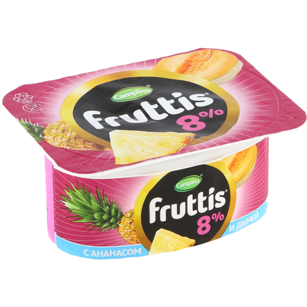 Уп. Йогуртный продукт «Суперэкстра» ананас-дыня, малина, 8%, 16x115 г