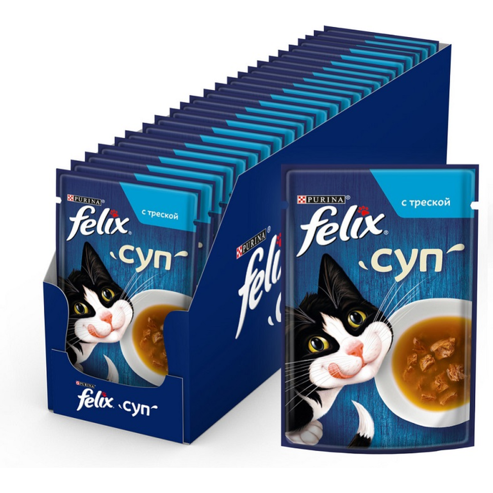 Уп.Корм влажный для кошек «Felix» Суп с треской, 36х48 г #1