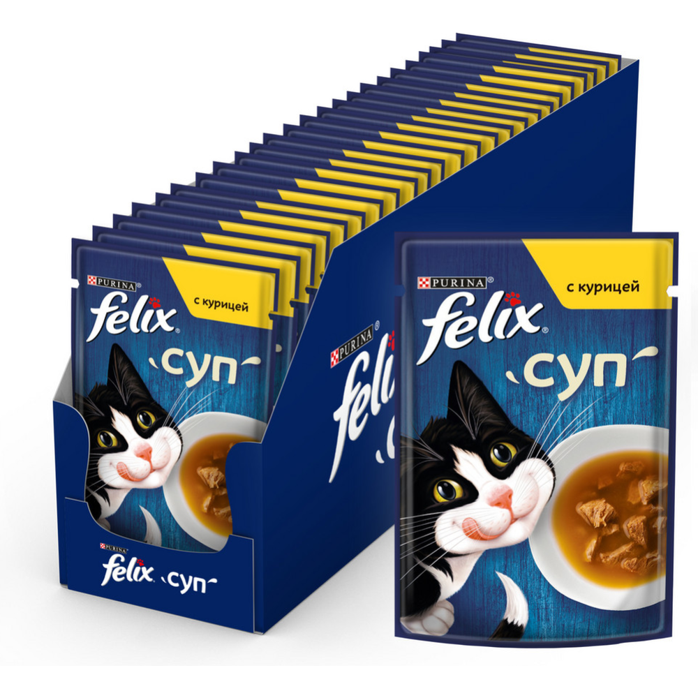 Уп.Корм влажный для кошек «Felix» Суп с курицей, 36х48 г #1