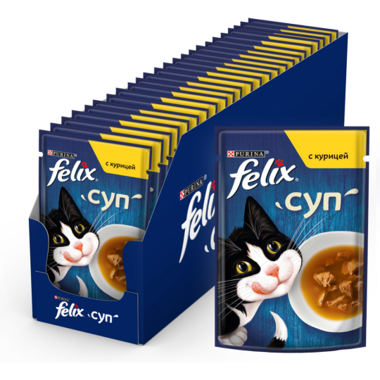 Уп.Корм для кошек «Felix» суп с курицей, 36х48 г