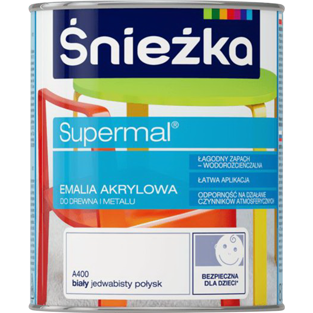 Эмаль акриловая «Sniezka» Supermal, A300, белая, 800 мл