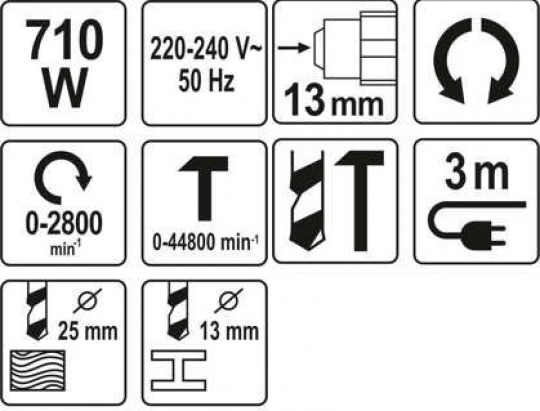Дрель ударная 710Вт. YATO, (арт.YT-82034)
